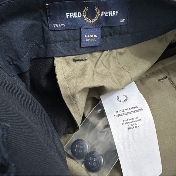 Fred Perry Navy Cotton Classic Pants 30S T3508 Preppy Designer NWT Retail $153 - Picture 2 of 9